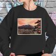 Vintage Japanese Mt Fuji Pagoda And Cherry Blossoms Women Sweatshirt Gifts for Her