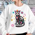 Womens Black Cat Sugar Skull Day Of Dead Mexican Dia De Los Muertos Women Sweatshirt Gifts for Her