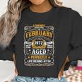 Womens 50 Years Old February 1972 Vintage Retro 50Th Birthday Gift V-Neck Women Sweatshirt Gifts for Women