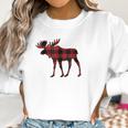 Red Black Buffalo Plaid Flannel Christmas Moose Women Sweatshirt Gifts for Women