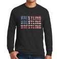 Distressed Usa Wrestling Gift American Flag Gift Men Long Sleeve Tshirt