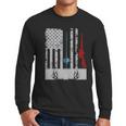 Fishing Rod Hunting Rifle American Flag T-Shirt Men Long Sleeve Tshirt