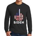 Fuck Biden Middle Finger Usa Flag Men Long Sleeve Tshirt