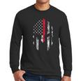 Thin Red Line Spartan Usa Flag Men Long Sleeve Tshirt