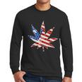 Vintage Weed American Flag 420 Men Long Sleeve Tshirt