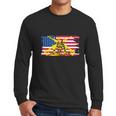 Mens Worn American Flag With Dont Tread On Me Ga Men Long Sleeve Tshirt