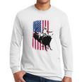 Rodeo Bull Rider Patriotic American Flag Men Long Sleeve Tshirt