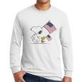 Snoopy And Woodstock Holding American Flag 4Th Of July Men Long Sleeve Tshirt