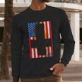 Burned Upside & Down Cross American Flag Satanism Men Long Sleeve Tshirt