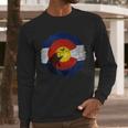 Colorado Flag With Fly Fishing Design Men Long Sleeve Tshirt