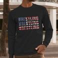 Distressed Usa Wrestling Gift American Flag Gift Men Long Sleeve Tshirt