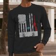 Fishing Rod Hunting Rifle American Flag T-Shirt Men Long Sleeve Tshirt