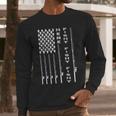 Here Fishy American Flag Men Long Sleeve Tshirt