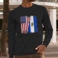 Half Salvadoran Flag Vintage El Salvador Usa Gift Men Long Sleeve Tshirt