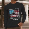 Hanging And Banging Union Ironworkers Us Flag Labor Day Gift Graphic Design Printed Casual Daily Basic Men Long Sleeve Tshirt