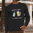 Happy First Fathers Day Funny Emoji Men Gift Men Long Sleeve Tshirt