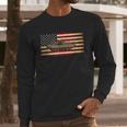 M1 Tank And American Flag Veterans Men Long Sleeve Tshirt