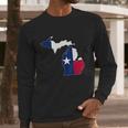 Michigan State Map Texas Flag Men Long Sleeve Tshirt