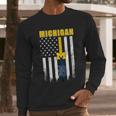 Official Michigan Michigan Wolverines Detroit Tigers American Flag Shirt Men Long Sleeve Tshirt