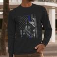 Thin Blue Line Flag K-9 German Shepherd Police Dog Gift Men Men Long Sleeve Tshirt