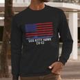 Uss Kitty Hawk Cv63 Aircraft Carrier Vintage Usa Flag Men Long Sleeve Tshirt