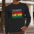 Vintage Ghana Ghanaian Flag Men Long Sleeve Tshirt