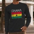 Vintage Ghana Ghanaian Flag Pride Gift Men Long Sleeve Tshirt