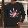 Vintage Weed American Flag 420 Men Long Sleeve Tshirt