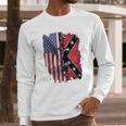 America Flag Confederate Battle Flag Shirt Men Long Sleeve Tshirt