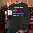 America First Build The Wall Flag Men Long Sleeve Tshirt