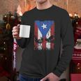 Cock Fight Gallos Gallero Fighting Rooster Puerto Rico Flag Men Long Sleeve Tshirt