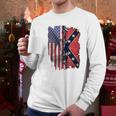 America Flag Confederate Battle Flag Shirt Men Long Sleeve Tshirt