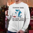 Grandpa Gift Grandpa Shark Like A Normal Grandpa But More Awesome Men Long Sleeve Tshirt