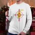 New Mexico State Flag Elk Hunting Zia Symbol Design Men Long Sleeve Tshirt