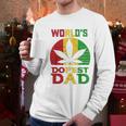 Weed Worlds Dopest Dad Funny Leaf Cool Vintage Men Long Sleeve Tshirt