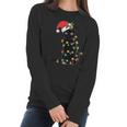 Black Santa Cat Tangled Up In Lights Christmas Santa Women Long Sleeve Tshirt