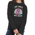 Womens Eat Trash Hail Satan Kawaii Pastel Goth Possum V-Neck Women Long Sleeve Tshirt