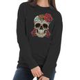 Floral Sugar Skull Day Of Dead Dia De Los Muertos Women Women Long Sleeve Tshirt