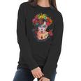 Flowers Sugar Skull Day Of The Dead Dia De Muertos Womens Women Long Sleeve Tshirt