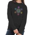 Sacred Geometry Yoga Metatrons Cube Rainbow Women Long Sleeve Tshirt