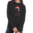 Santa Black Cat Tangled Up In Lights Christmas Santa Women Long Sleeve Tshirt