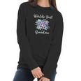 Worlds Best Grandma Gifts Purple Aqua Flower Women Long Sleeve Tshirt