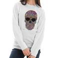 Black Flower Sugar Skull Day Of Dead Women Long Sleeve Tshirt