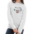 Costa Rica Pura Vida Sloth Palm Tree Women Long Sleeve Tshirt