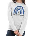 Hip Dysplasia Awareness Floral Blue White Ribbon Rainbow Women Long Sleeve Tshirt