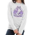 Womens Kawaii Pastel Goth I Cute Creepy Witchy Owl And Skull Women Long Sleeve Tshirt