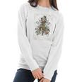 The Plant Lover Tarot Card Skeleton Skull Flowers Plants Women Long Sleeve Tshirt