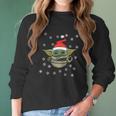 Baby Yoda Snow Merry Christmas The Mandalorian Shirt Women Long Sleeve Tshirt