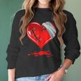 Black Broken Heart Men Women Pastel Goth Valentine Women Long Sleeve Tshirt