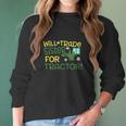 Blu Magnolia Co Boys Tractor Will Trade Sister For Tractor Women Long Sleeve Tshirt